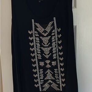 City Chic Black Embellished Sleeveless Tunic Tank Top